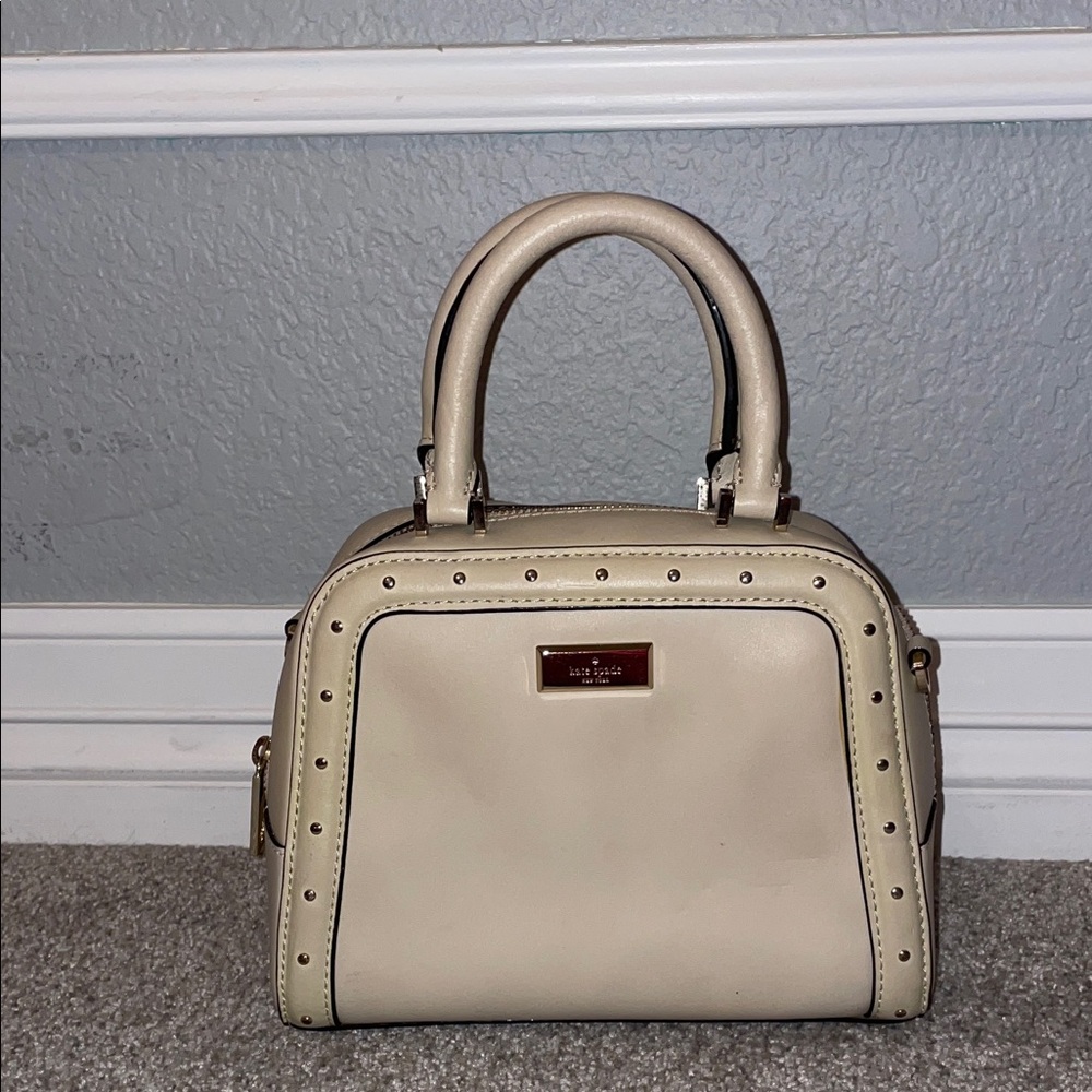 Kate Spade Ivory Satchel with Stud Accents